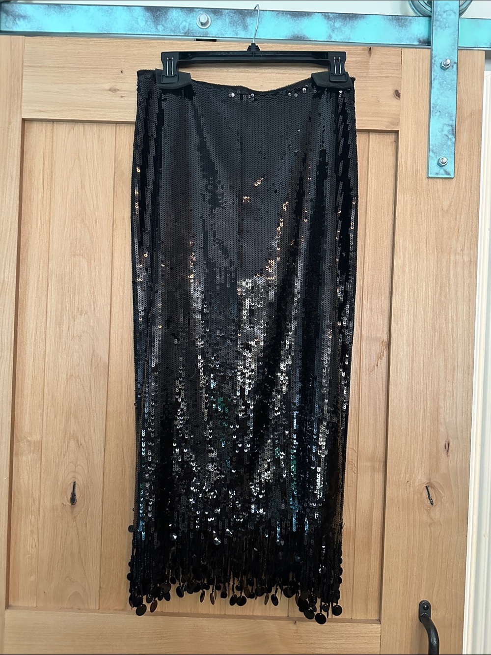 ZARA ZW Collection Sequin Long Skirt – Black – Size S – NWT - Picture 8 of 9